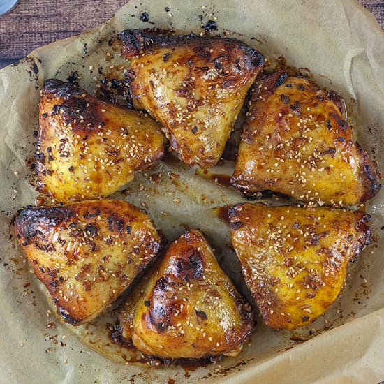 Gemarineerde kippendijen uit de oven