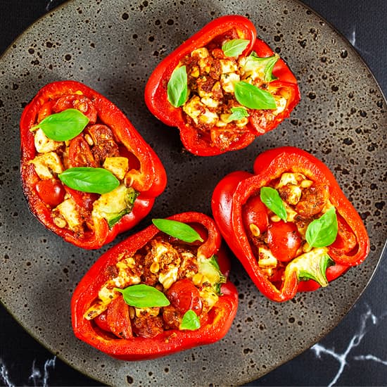 Gevulde paprika van de bbq