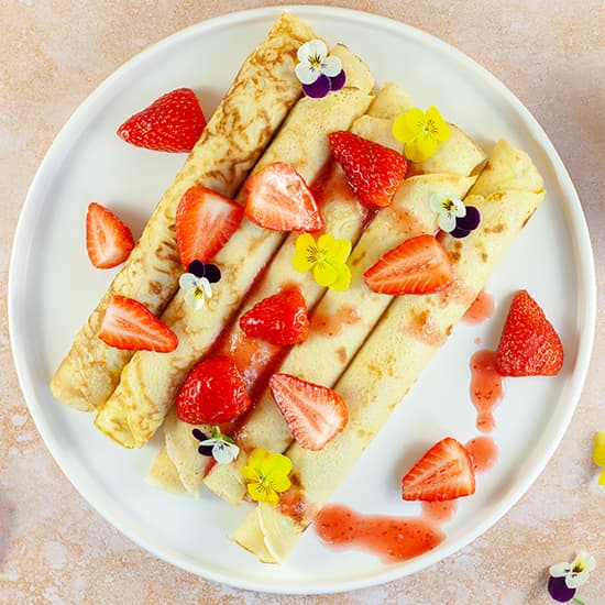 Pannenkoeken met aardbeien