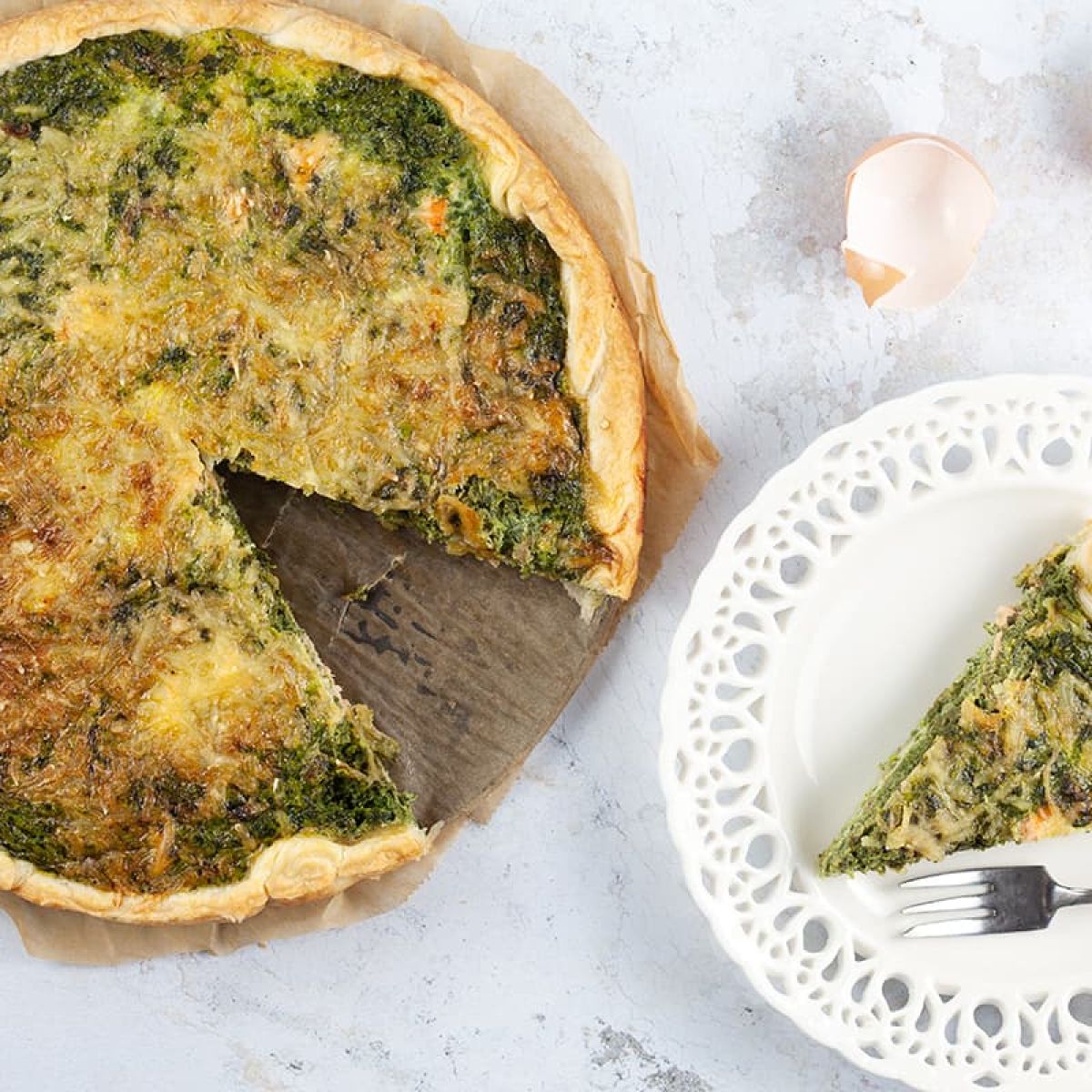 Zalm quiche met spinazie