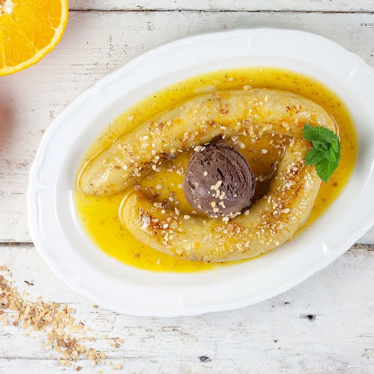 Geflambeerde bananen (met een beetje rum)