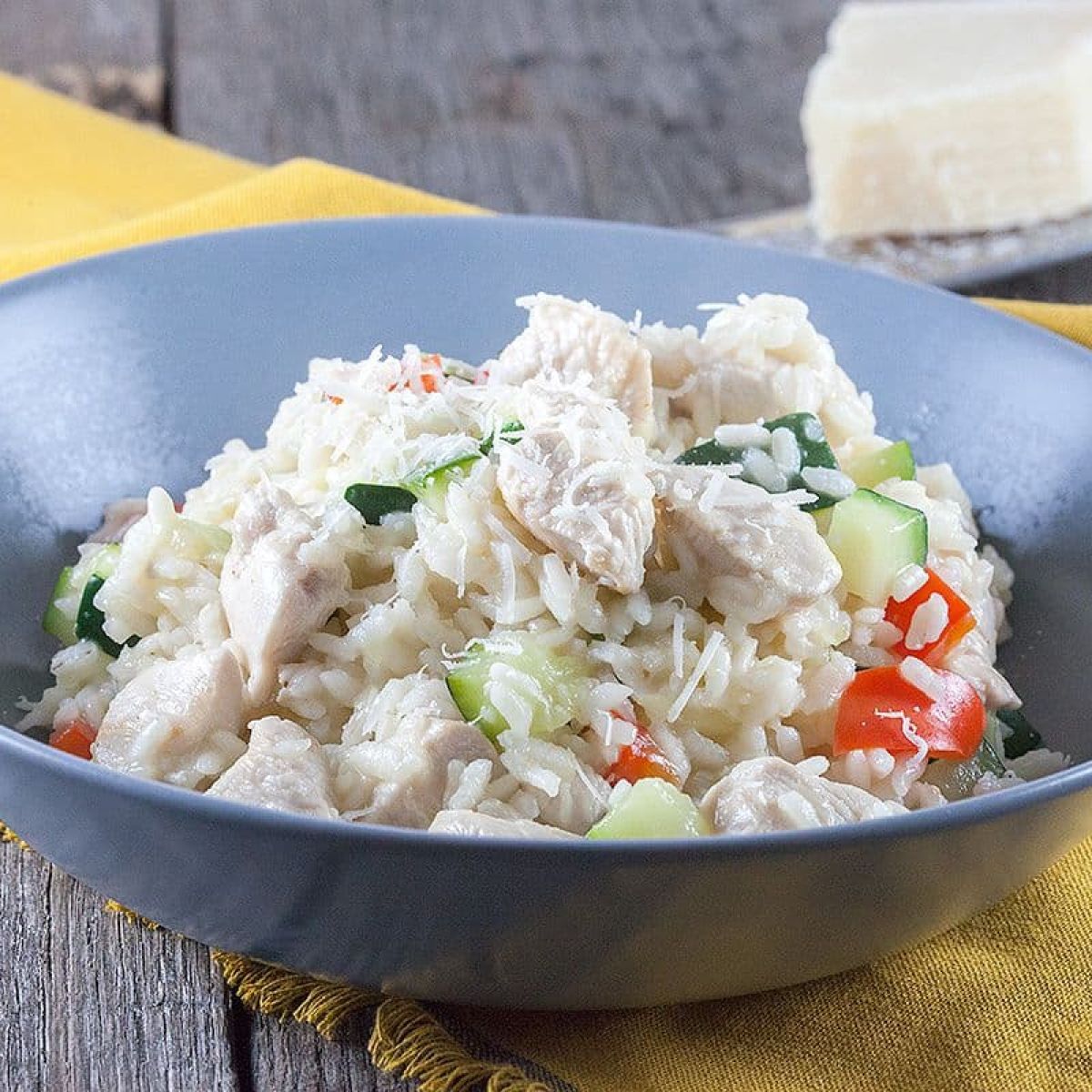 Kazige risotto met kip en courgette