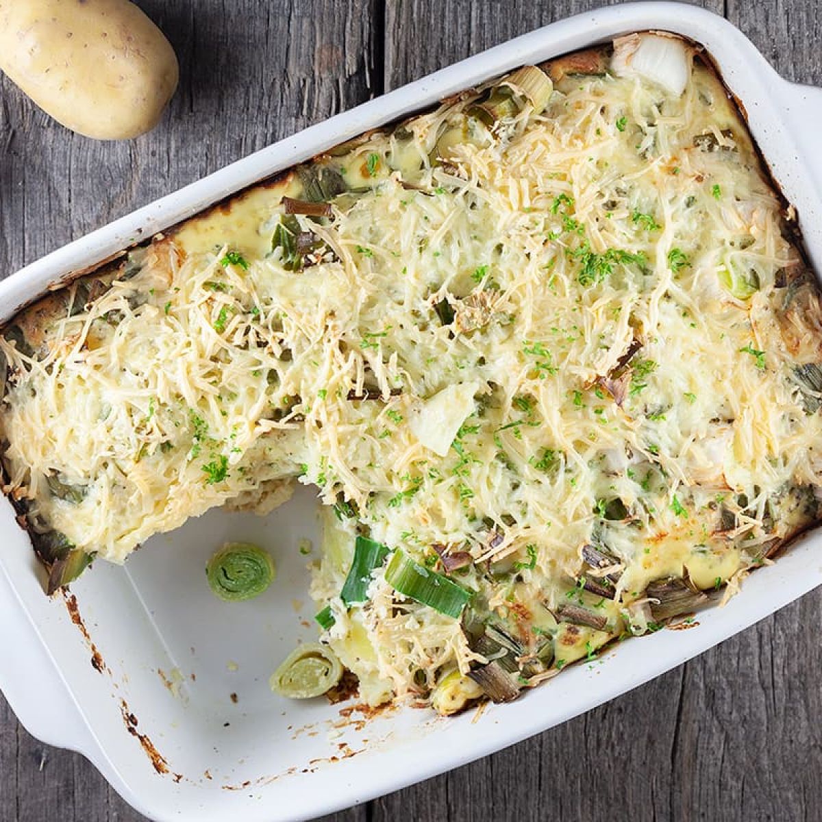 Aardappel prei ovenschotel