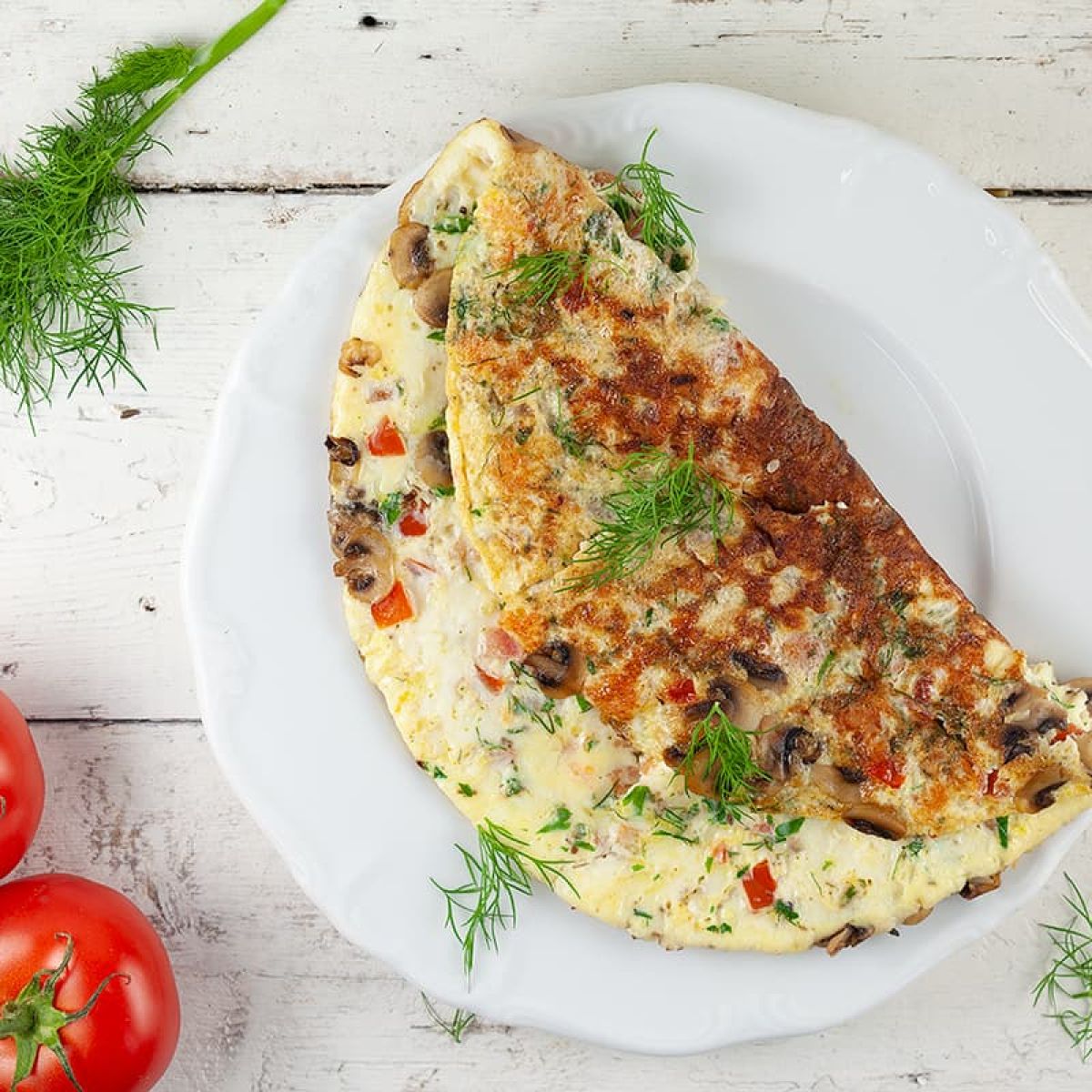 Kruidenomelet met garnalen