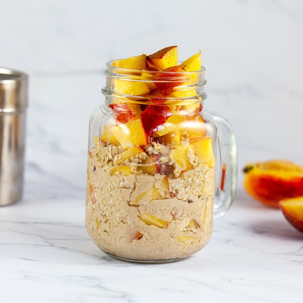 Overnight oats met perzik - simpel en snel klaar in de ochtend