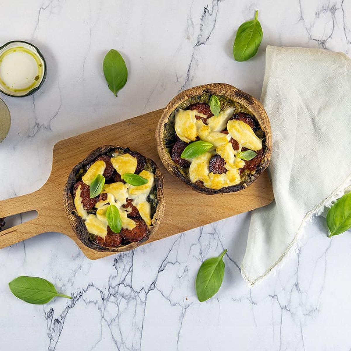 Gevulde portobello met chorizo