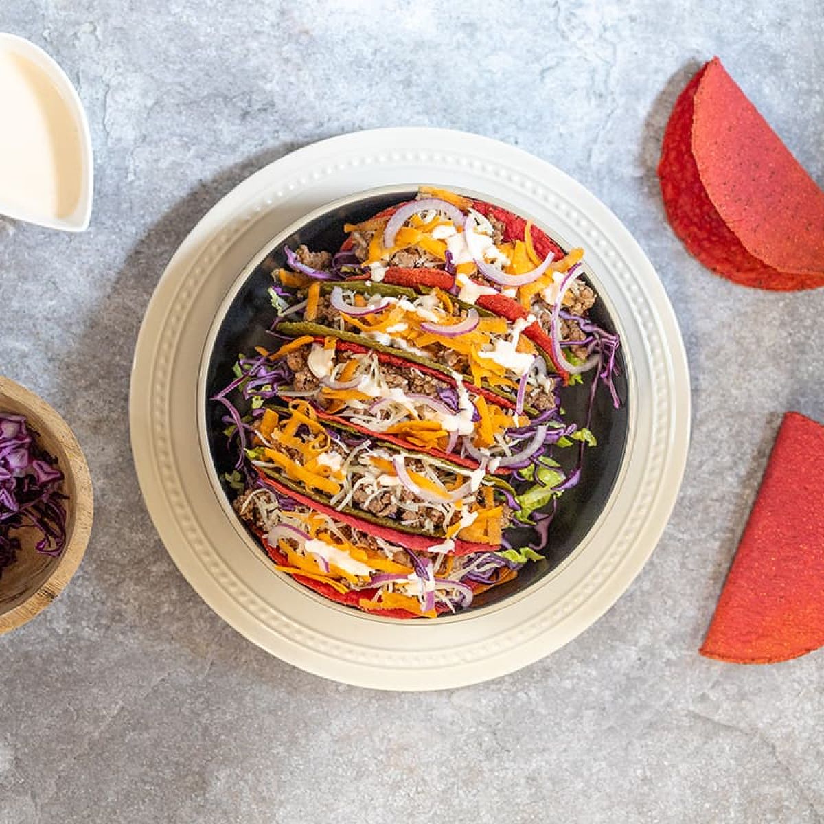 Taco's met lamsgehakt en rode kool