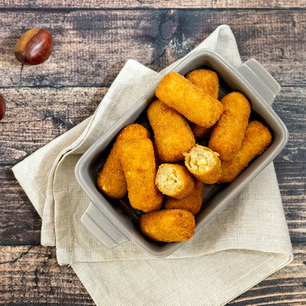 Aardappelkroketjes met kastanjes - een feestelijk bijgerecht