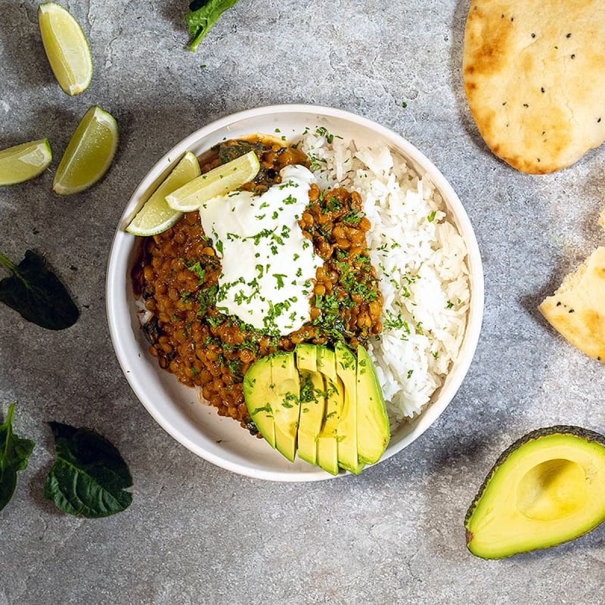 Linzencurry met spinazie - vegetarische curry