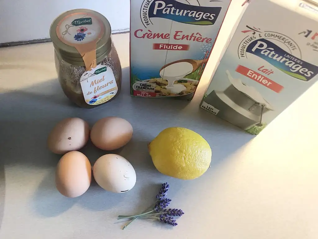 Lavendel-honingijs ingrediënten