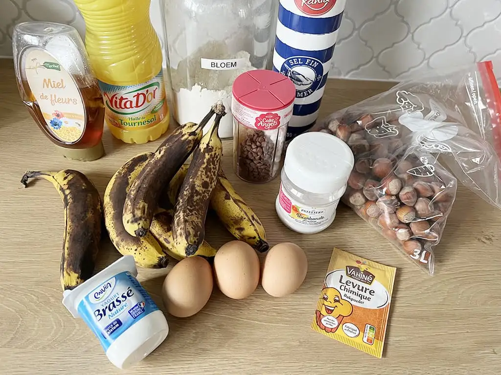 Bananenbrood met hazelnoten ingrediënten