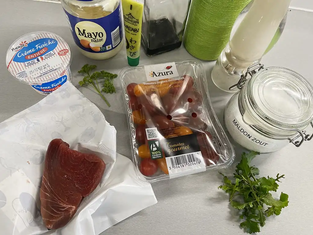 Tonijntartaar met wasabi ingrediënten