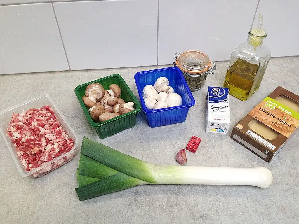 Open lasagne ingrediënten