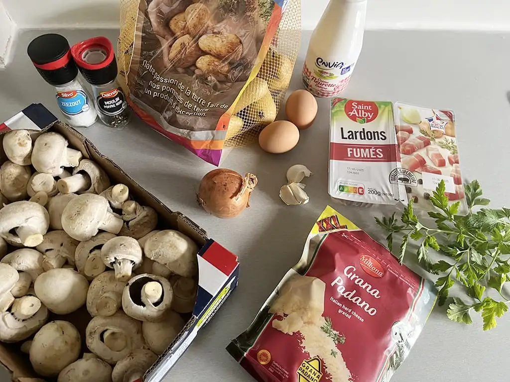 Champignon en aardappel ovenschotel ingrediënten
