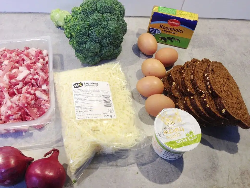 Quiche met broccoli en spek ingrediënten