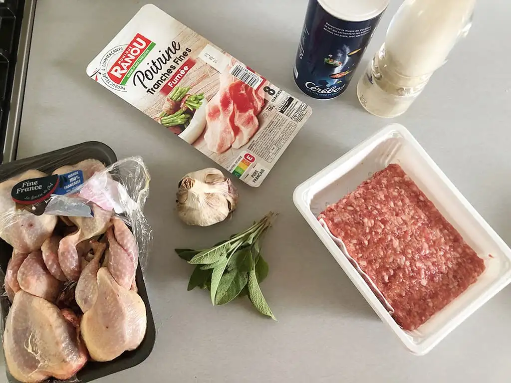 Gevulde kwartels ingrediënten