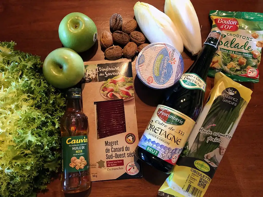 Gerookte eendenborst-salade met walnoten ingrediënten