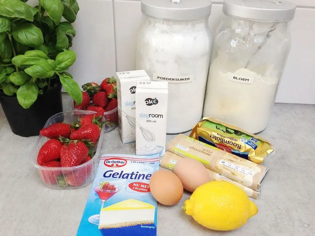 Aardbeien basilicumtaart ingrediënten