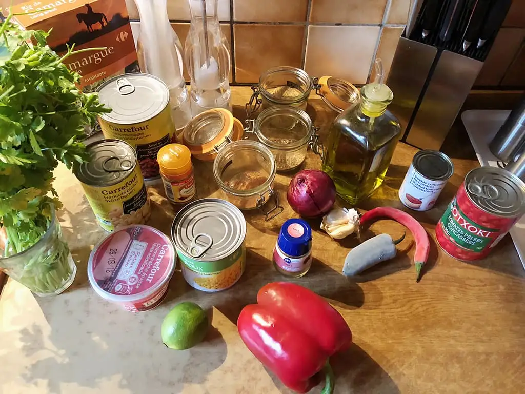 Chili sin carne ingrediënten