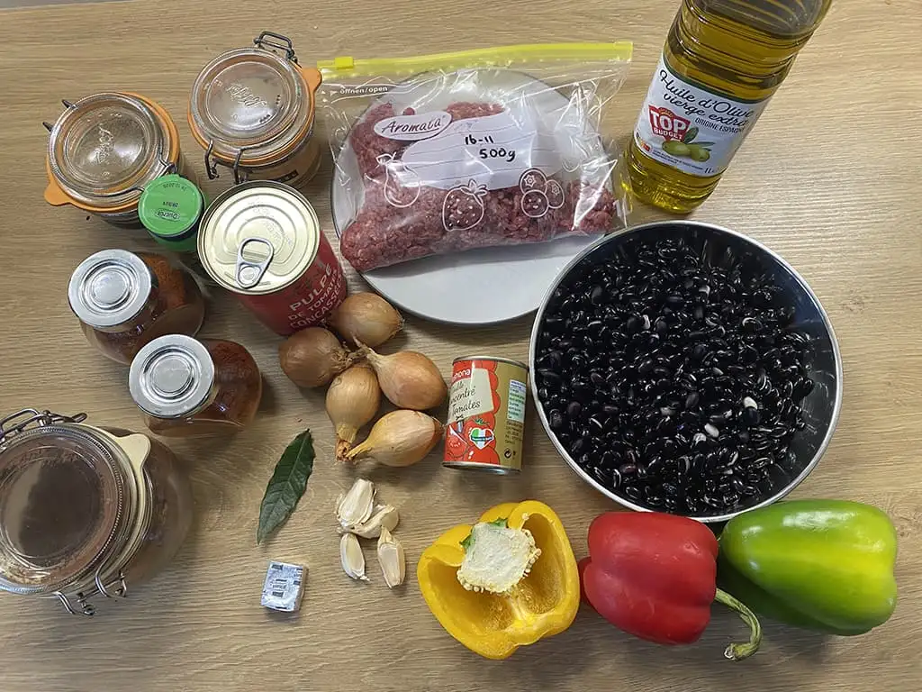 Chili met zwarte bonen uit de instant pot ingrediënten