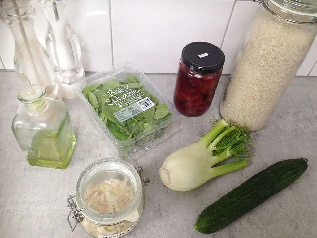 Rijstsalade met stoofpeertjes ingrediënten