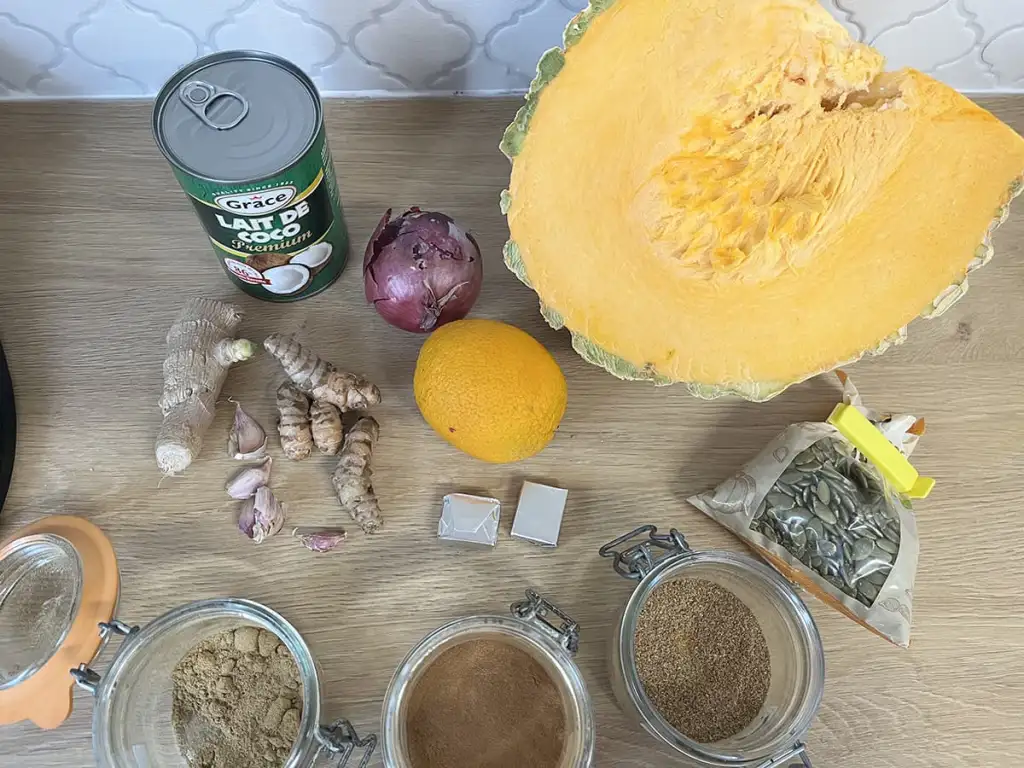 Pompoensoep met kokosmelk ingrediënten