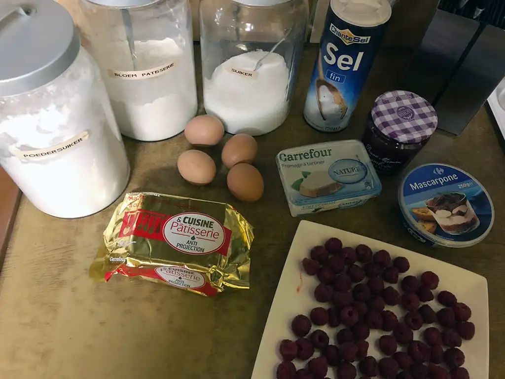 Cakerol met frambozen ingrediënten