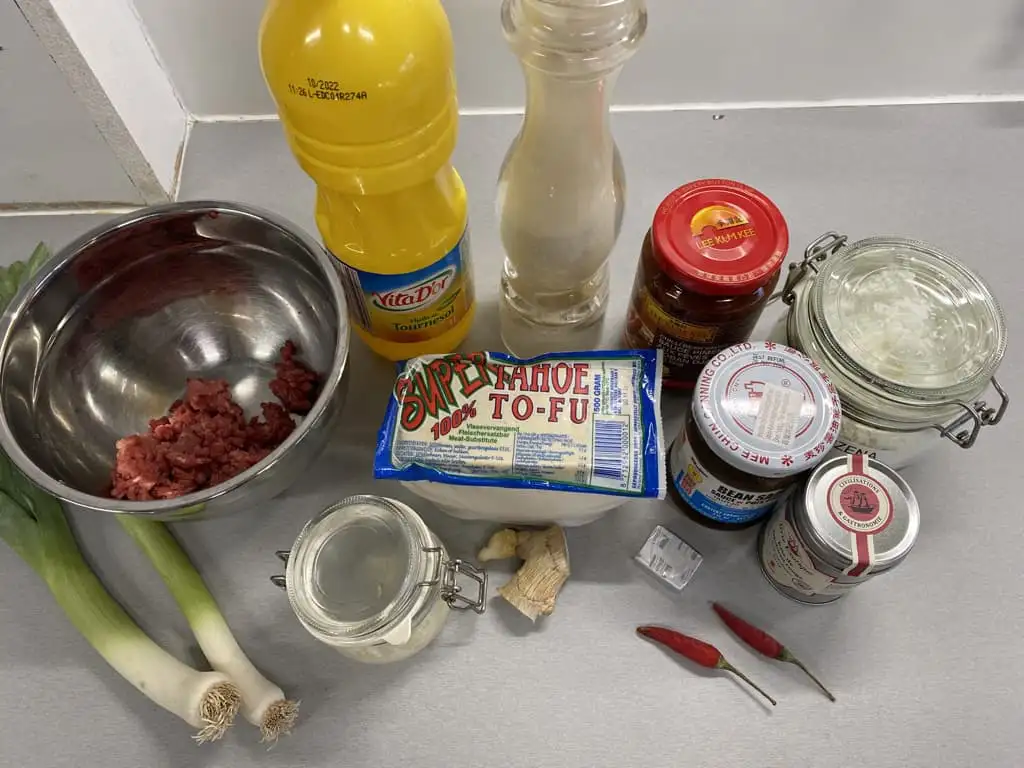 Mapo tofu ingrediënten