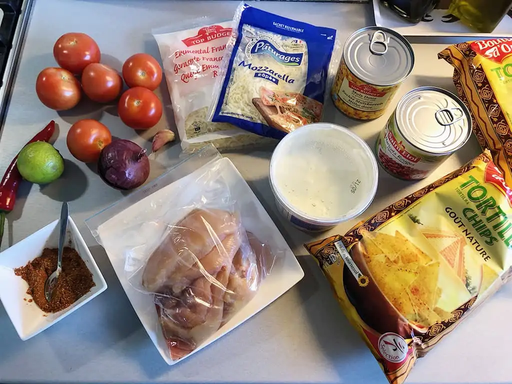 Nachos met kip ingrediënten