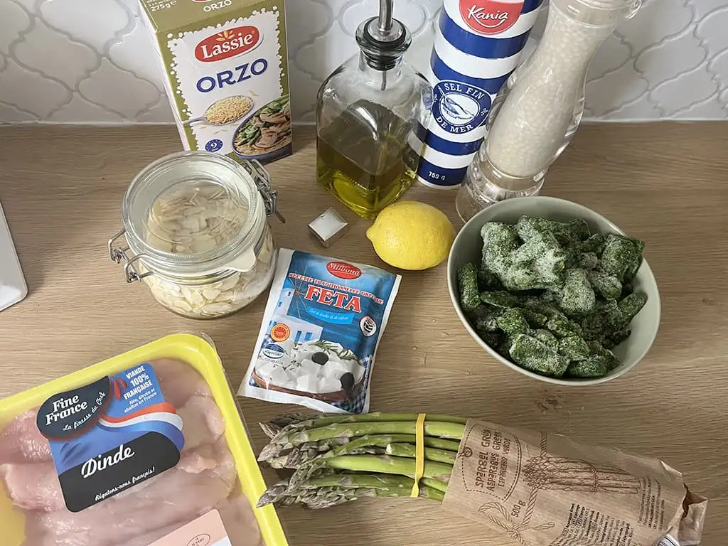 Orzo salade met groene asperges ingrediënten