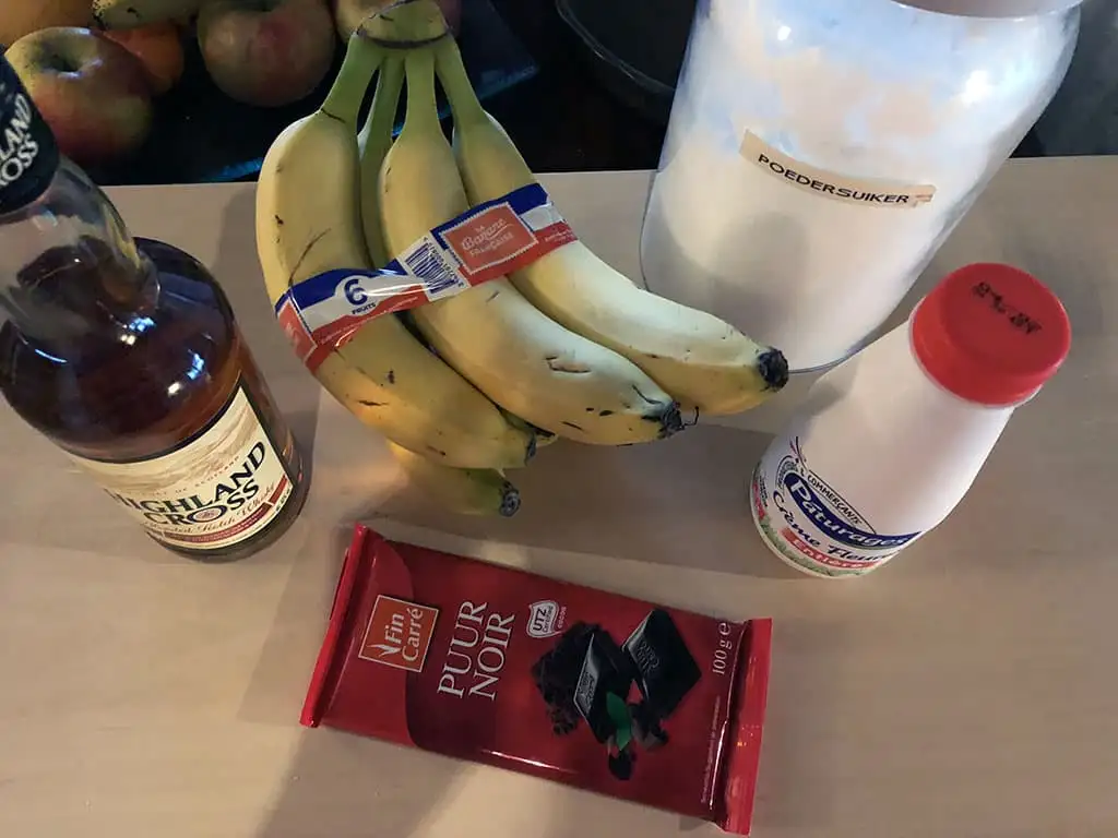 Bananen met whisky ingrediënten