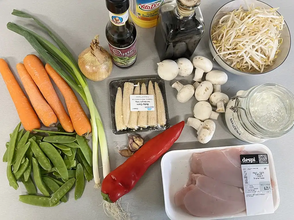 Tjap tjoy met kip ingrediënten