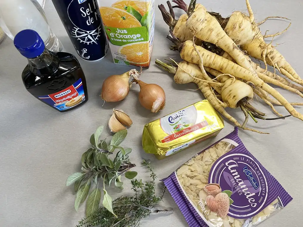 Gekarameliseerde pastinaak ingrediënten