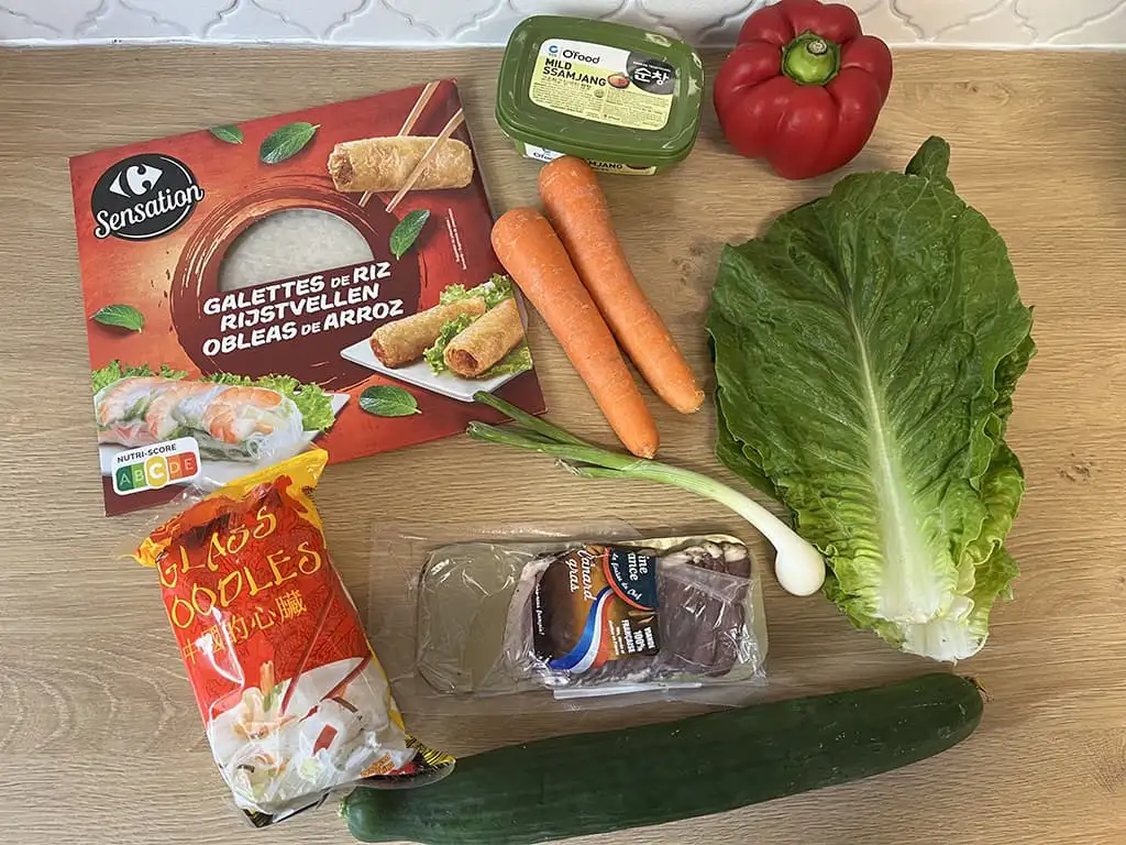 Summer rolls met eend ingrediënten