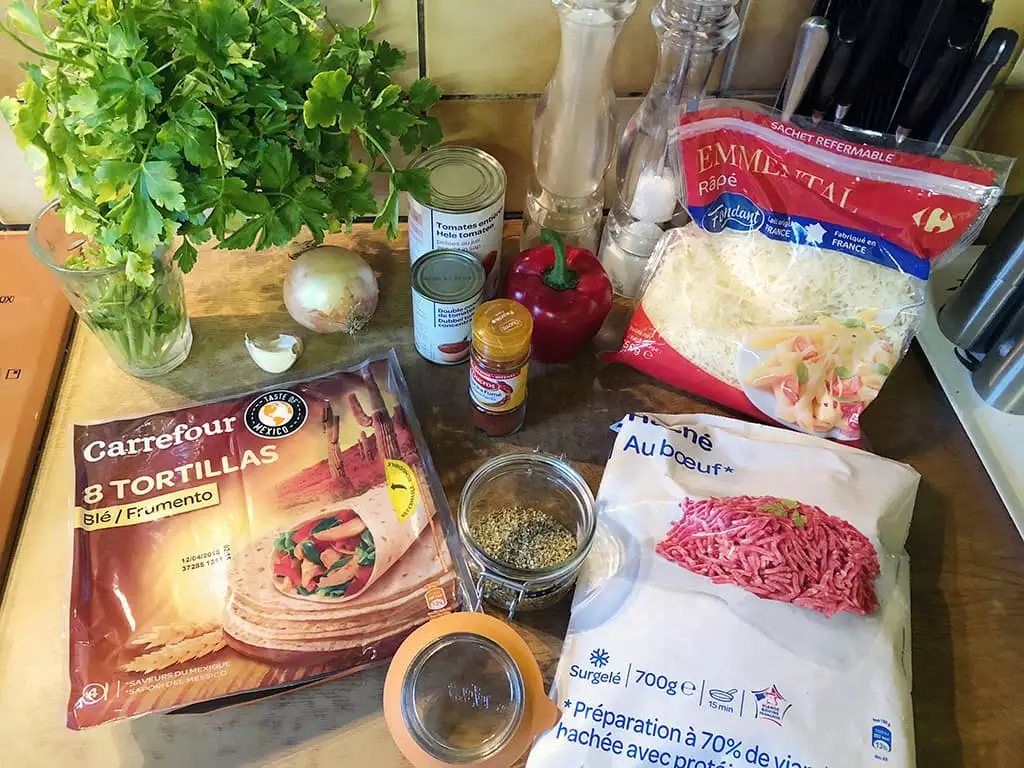 Enchiladas met gehakt ingrediënten