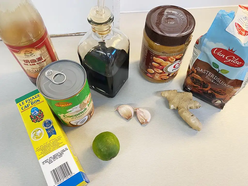 Pinda woksaus ingrediënten
