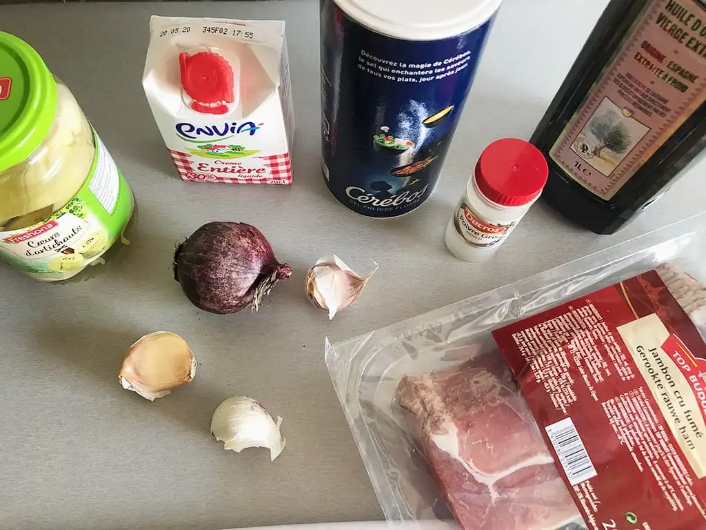 Gebakken artisjok met rauwe ham ingrediënten
