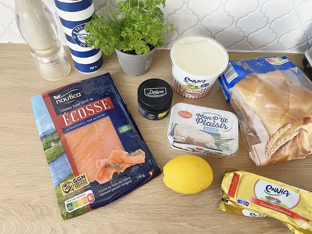 Brioche met zalm en citroen ingrediënten
