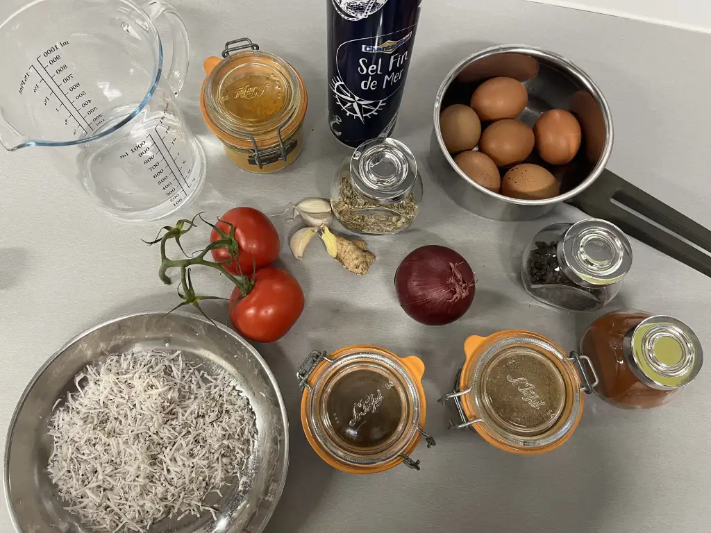 Eiercurry met kokos ingrediënten