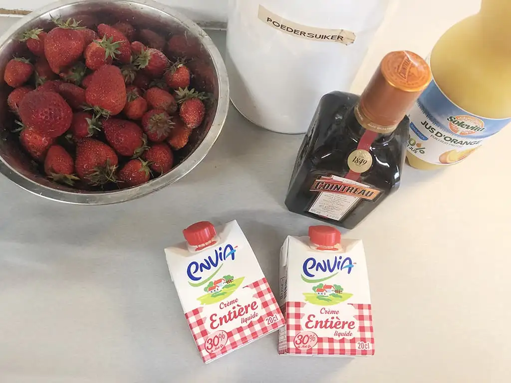 Aardbeien Romanoff ingrediënten