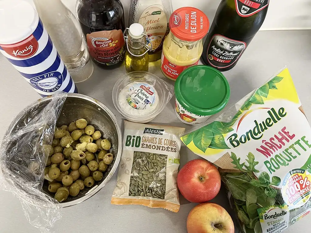 Salade met appel en geitenkaas ingrediënten