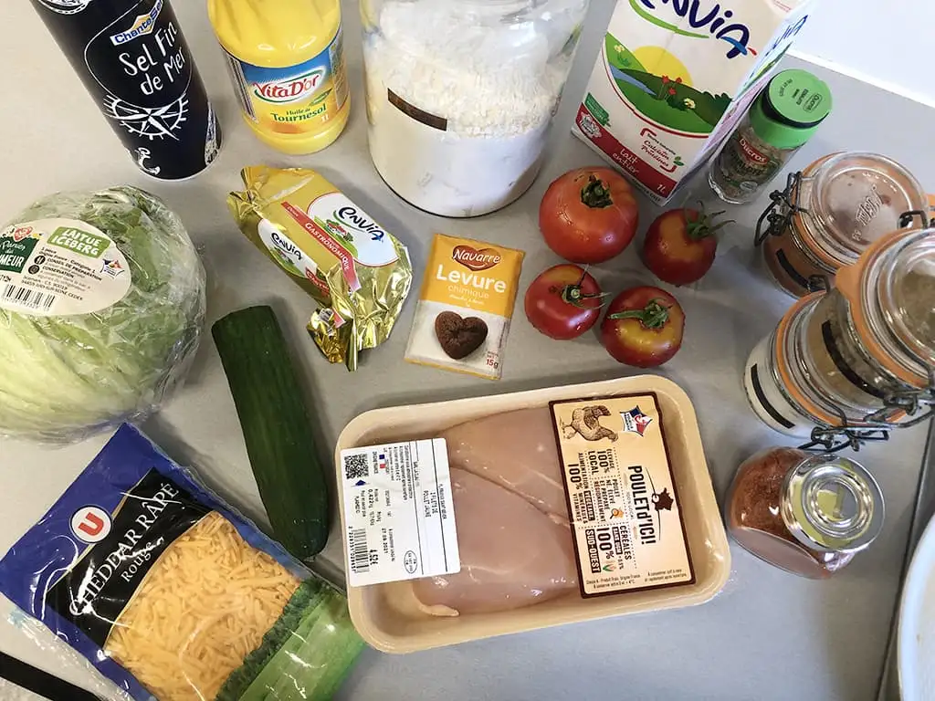 Chalupas met kip ingrediënten