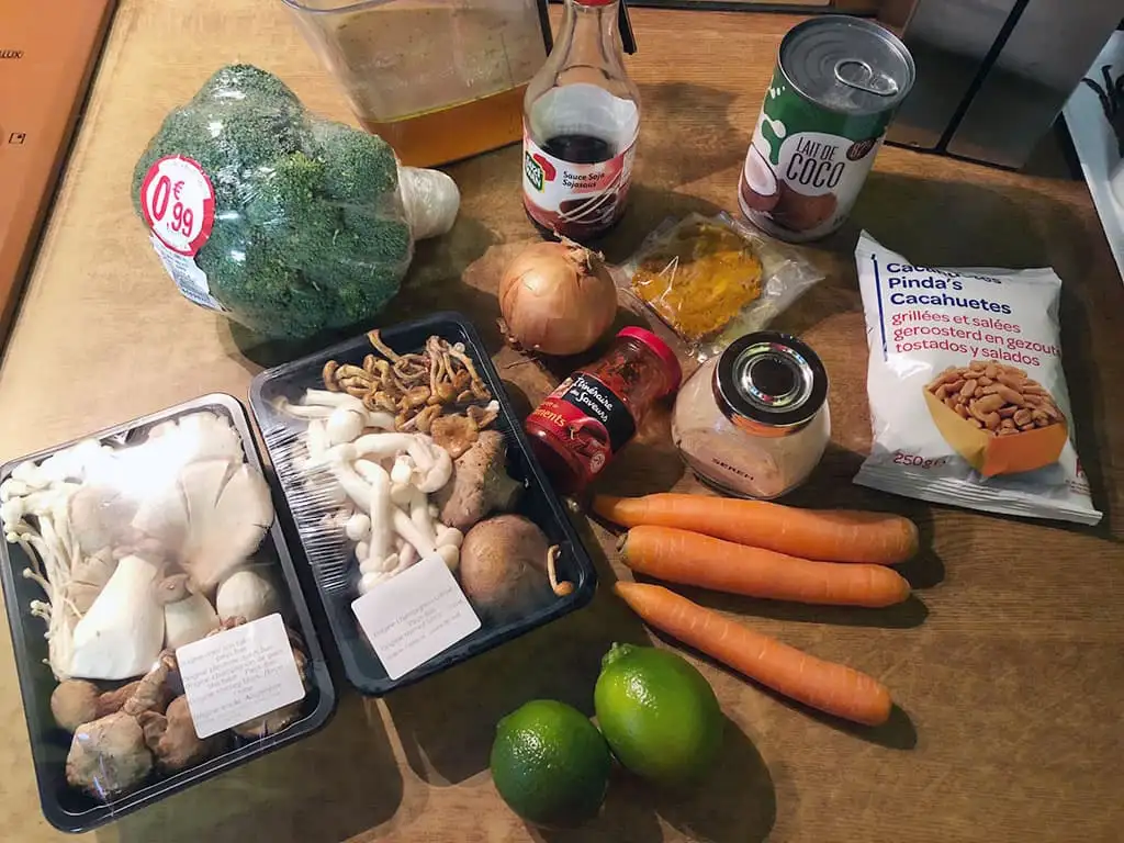 Paddenstoelen curry met rijst ingrediënten