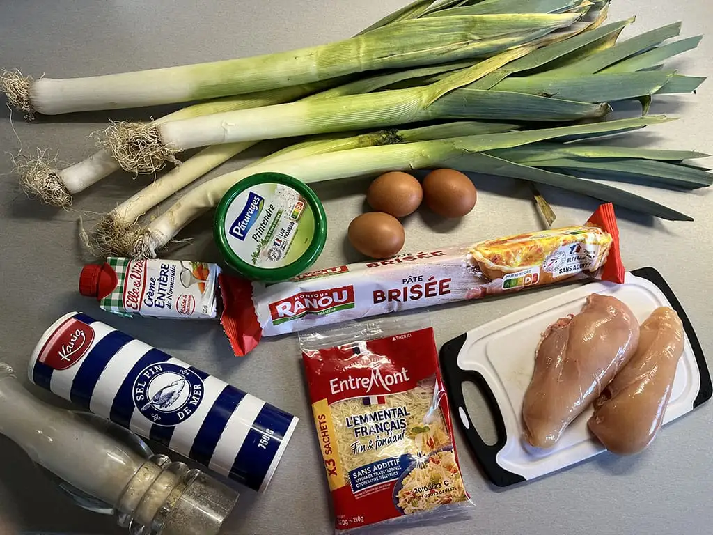 Preitaart met kip en Boursin ingrediënten