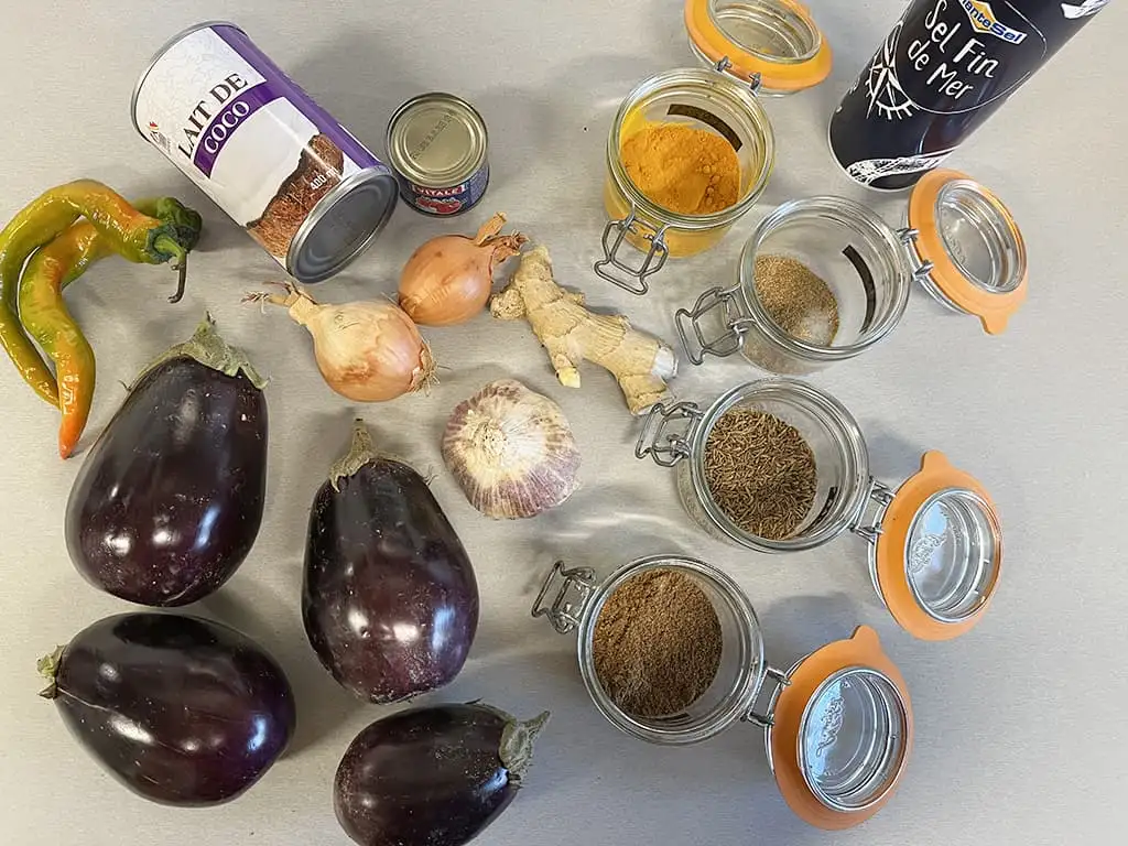 Aubergine curry ingrediënten