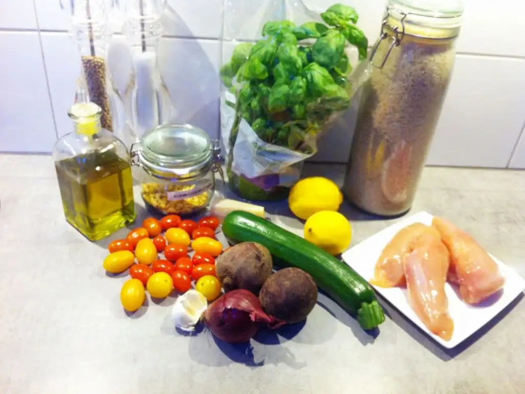 Citroen kip met rijst en pesto ingrediënten