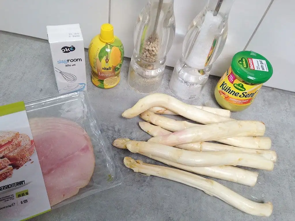 Witte asperge met ham spread ingrediënten