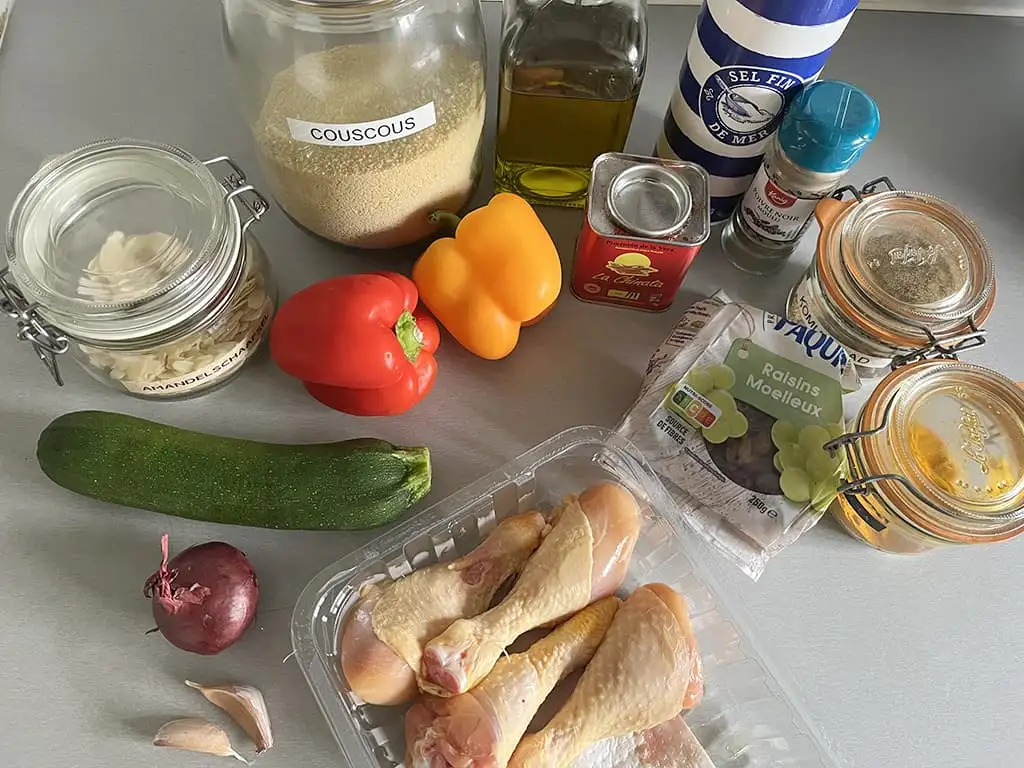 Couscous met kip en groenten ingrediënten