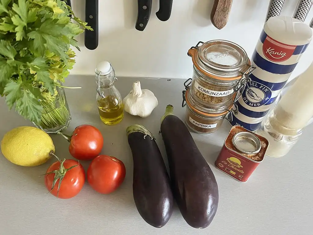 Zaalouk (Marokkaanse auberginedip) ingrediënten