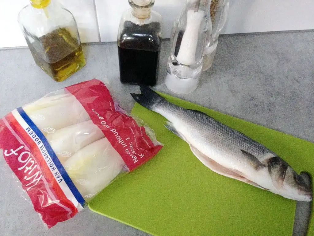 Zeebaars met witlof en balsamico ingrediënten